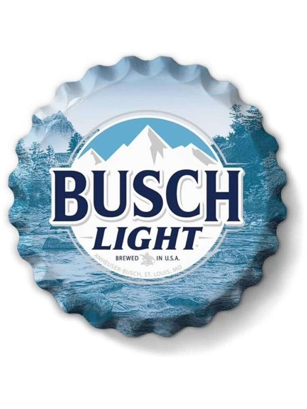 Busch Light Beer Metal Bottle Cap Sign Garage Shop Bar Man Cave Collect LARGE NW